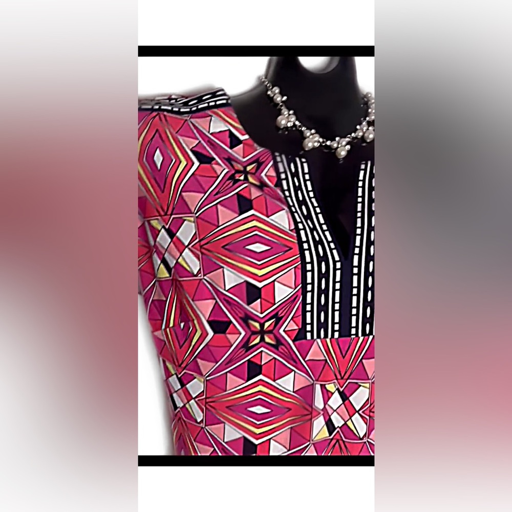 Pink and Black Kaleidoscope Patterned Dress - Picture 10 of 11